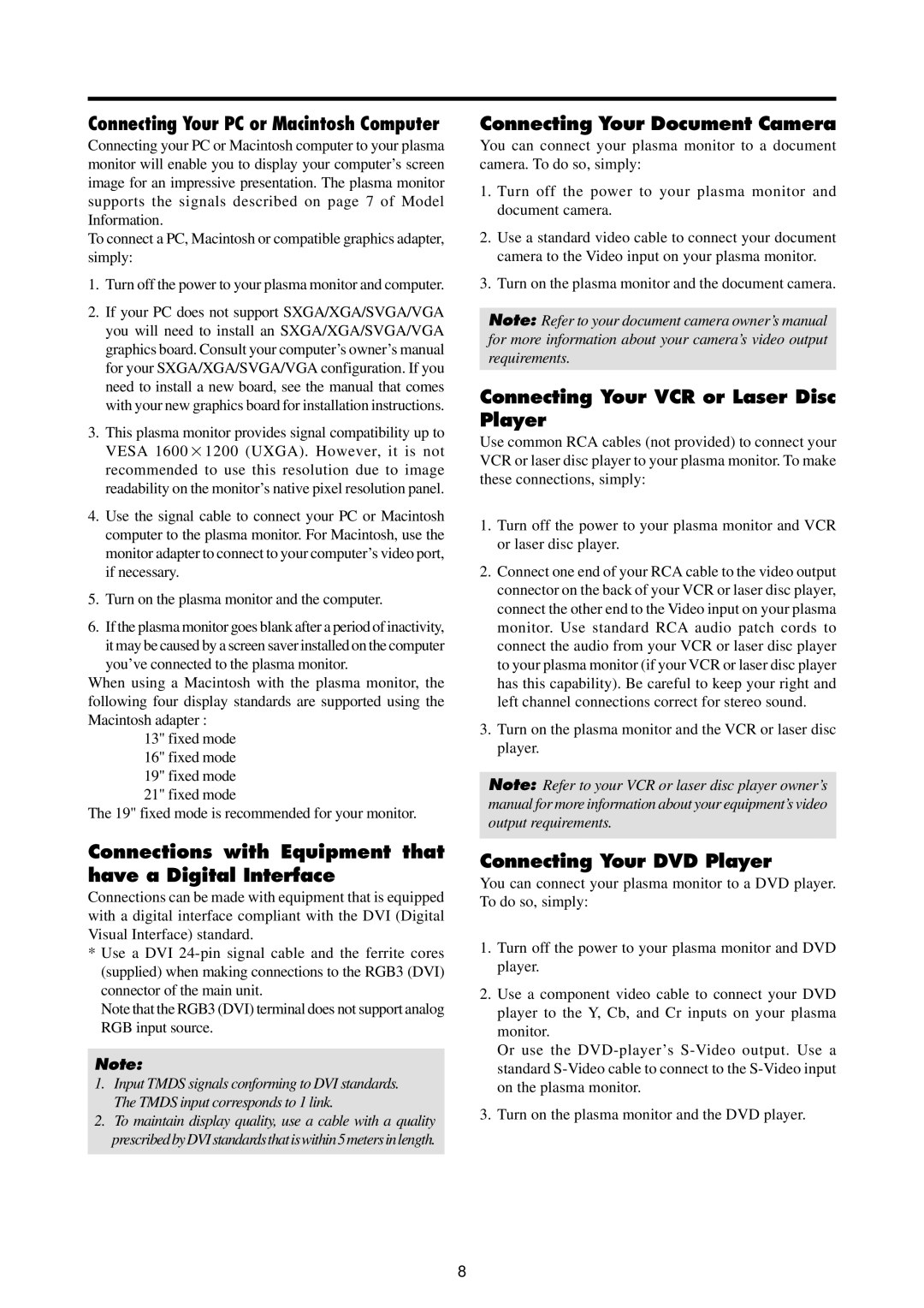 Marantz PD4220V manual Connections with Equipment that have a Digital Interface, Connecting Your Document Camera 