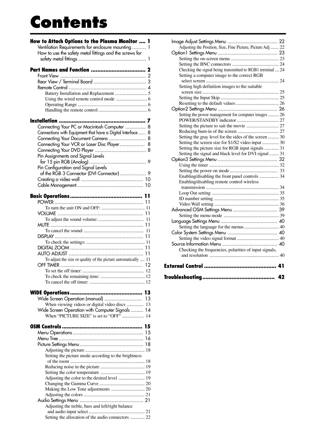 Marantz PD4220V manual Contents 