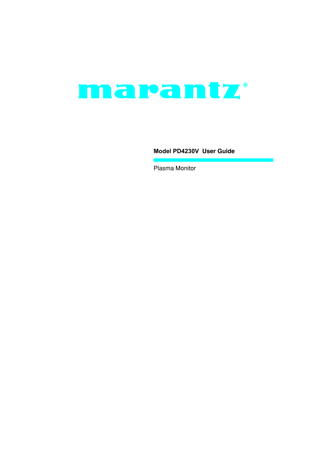 Marantz manual Model PD4230V User Guide 