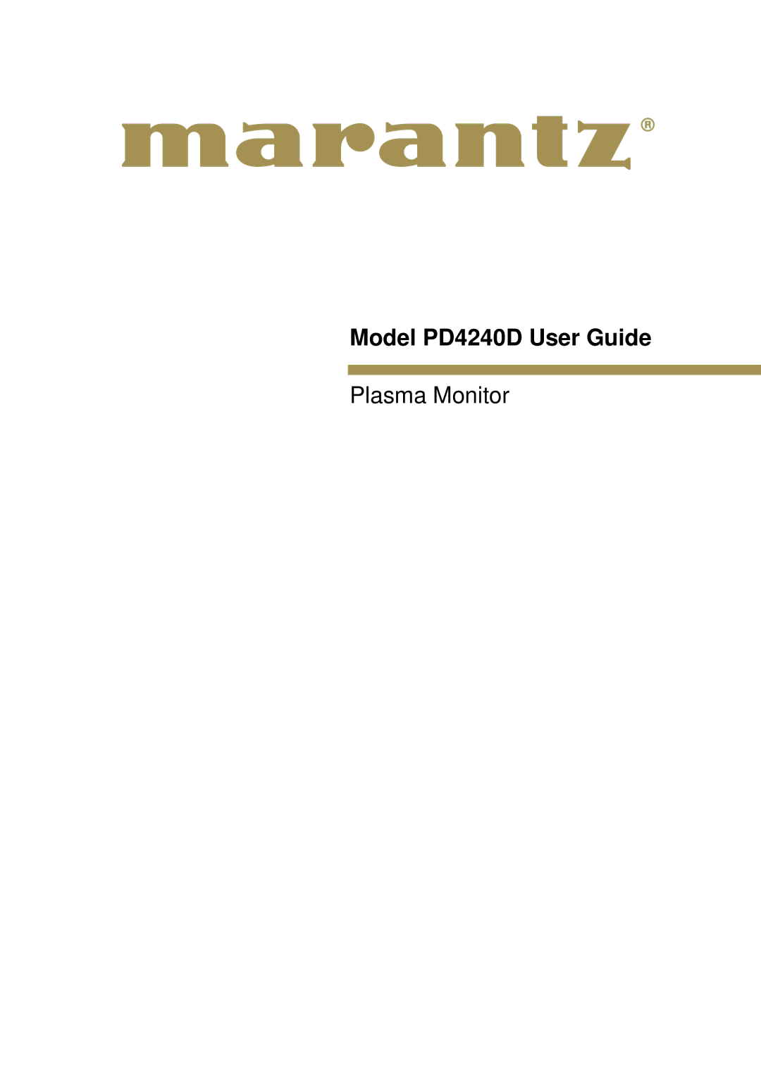 Marantz manual Model PD4240D User Guide 