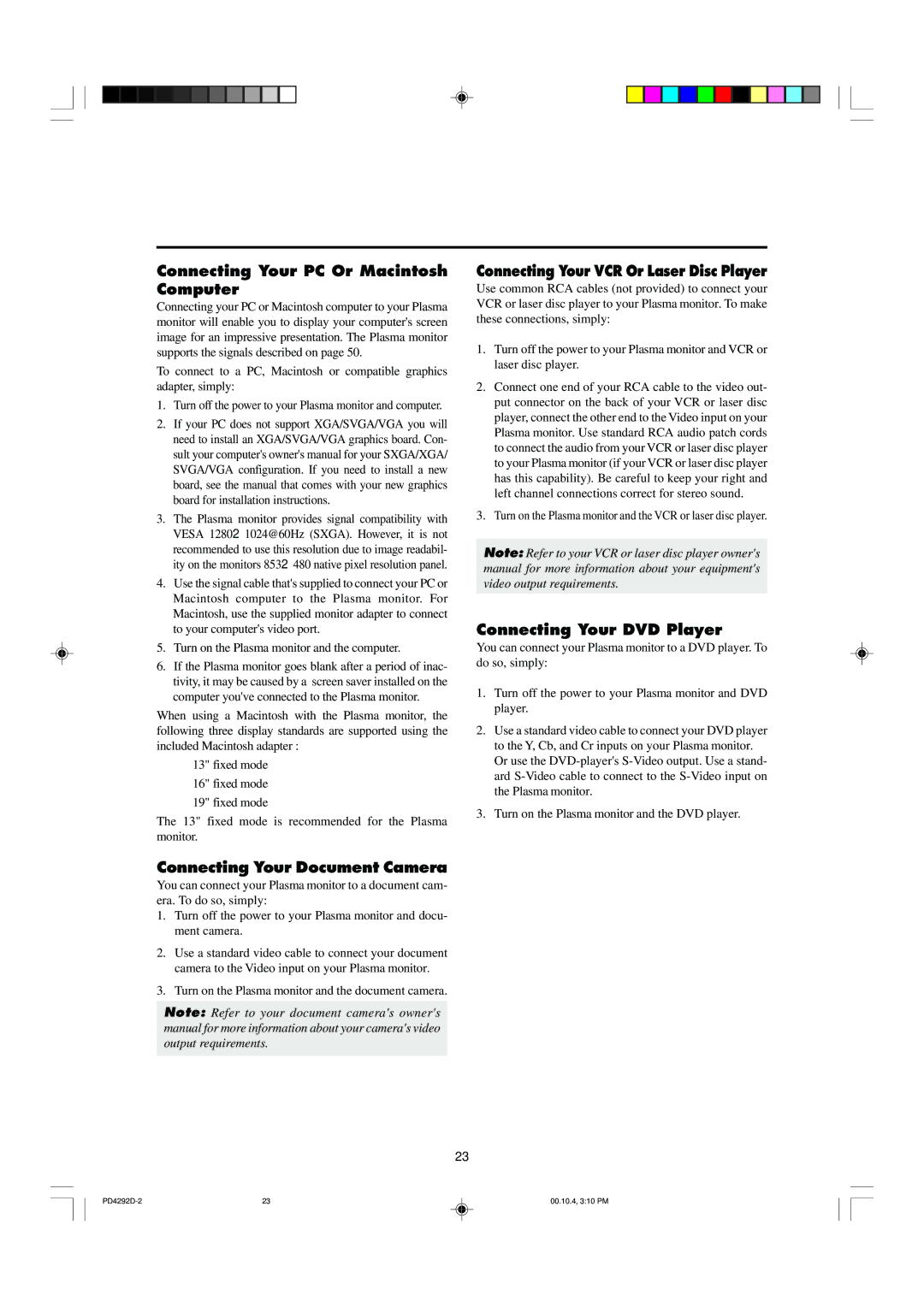 Marantz PD4292D manual Connecting Your PC Or Macintosh Computer 