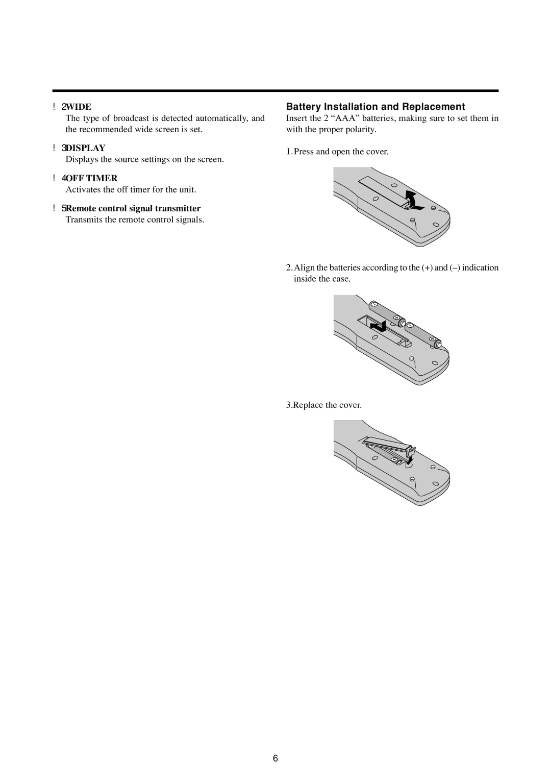 Marantz PD4293D manual Battery Installation and Replacement, 4OFF Timer 