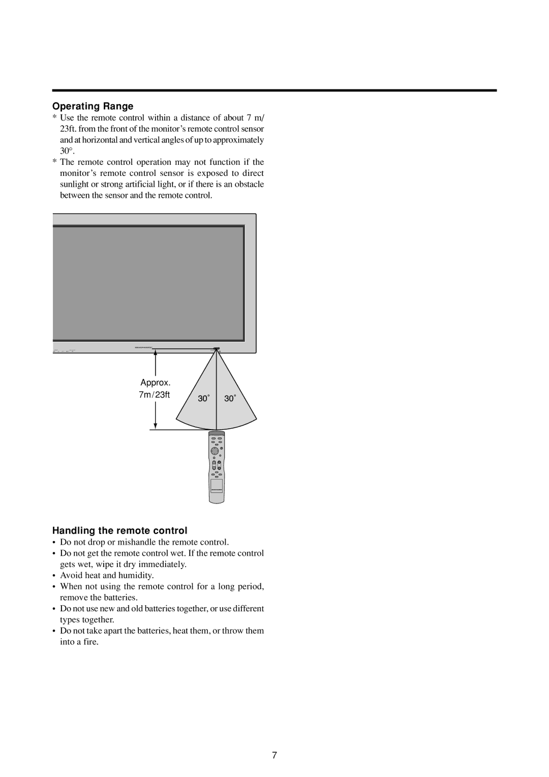 Marantz PD4293D manual Operating Range, Handling the remote control, Approx 7m/23ft 