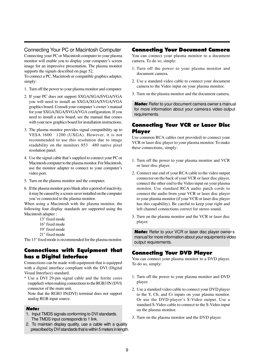 Marantz PD4293D manual Connections with Equipment that has a Digital Interface, Connecting Your Document Camera 