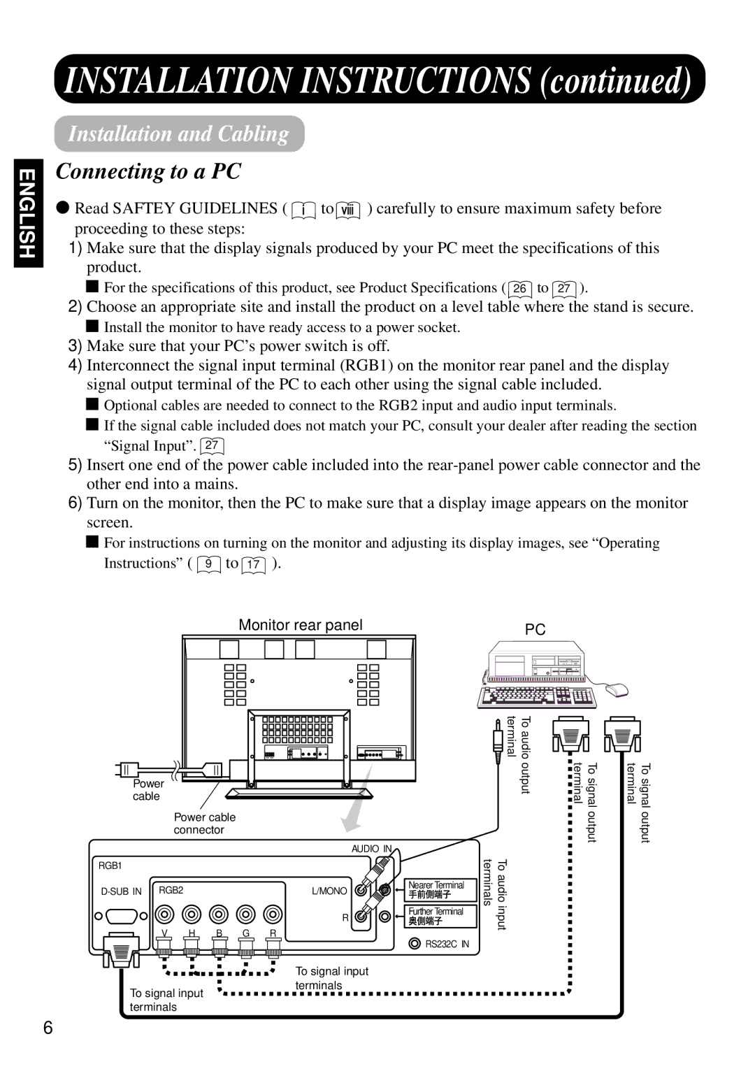 Marantz PD4298HD s user manual Installation and Cabling, Connecting to a PC 