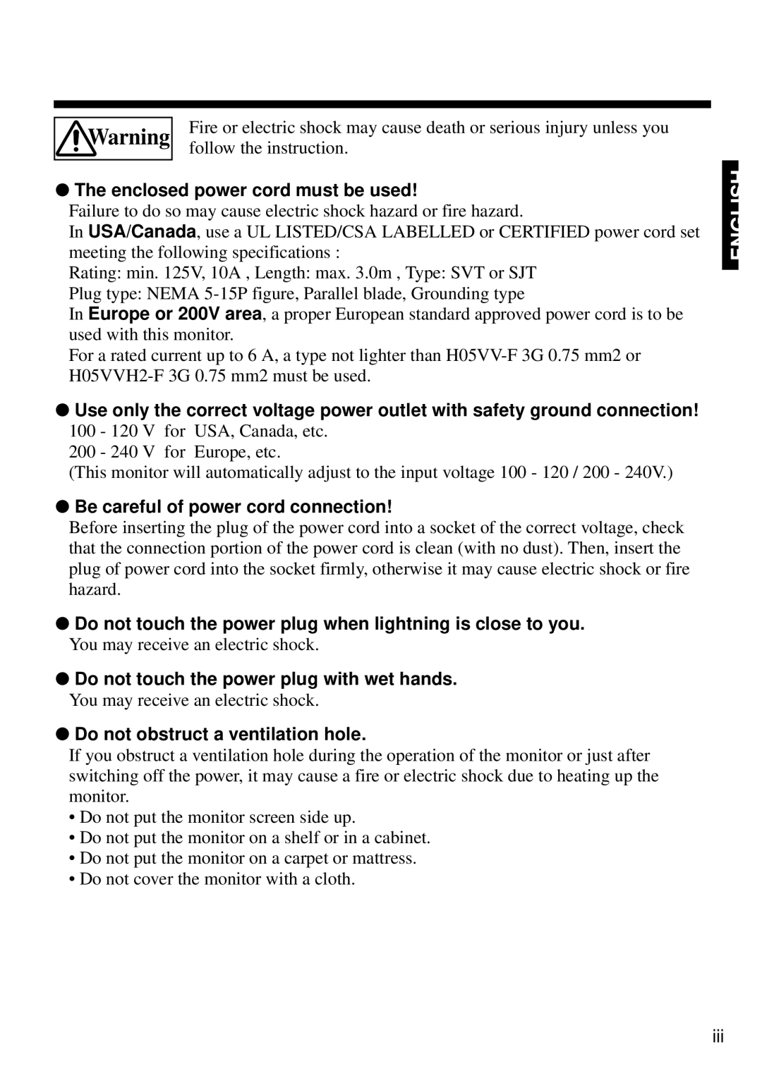 Marantz PD4298HD s user manual Enclosed power cord must be used, Be careful of power cord connection 