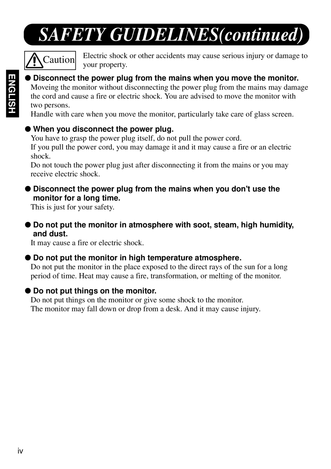 Marantz PD4298HD s When you disconnect the power plug, Disconnect the power plug from the mains when you dont use 