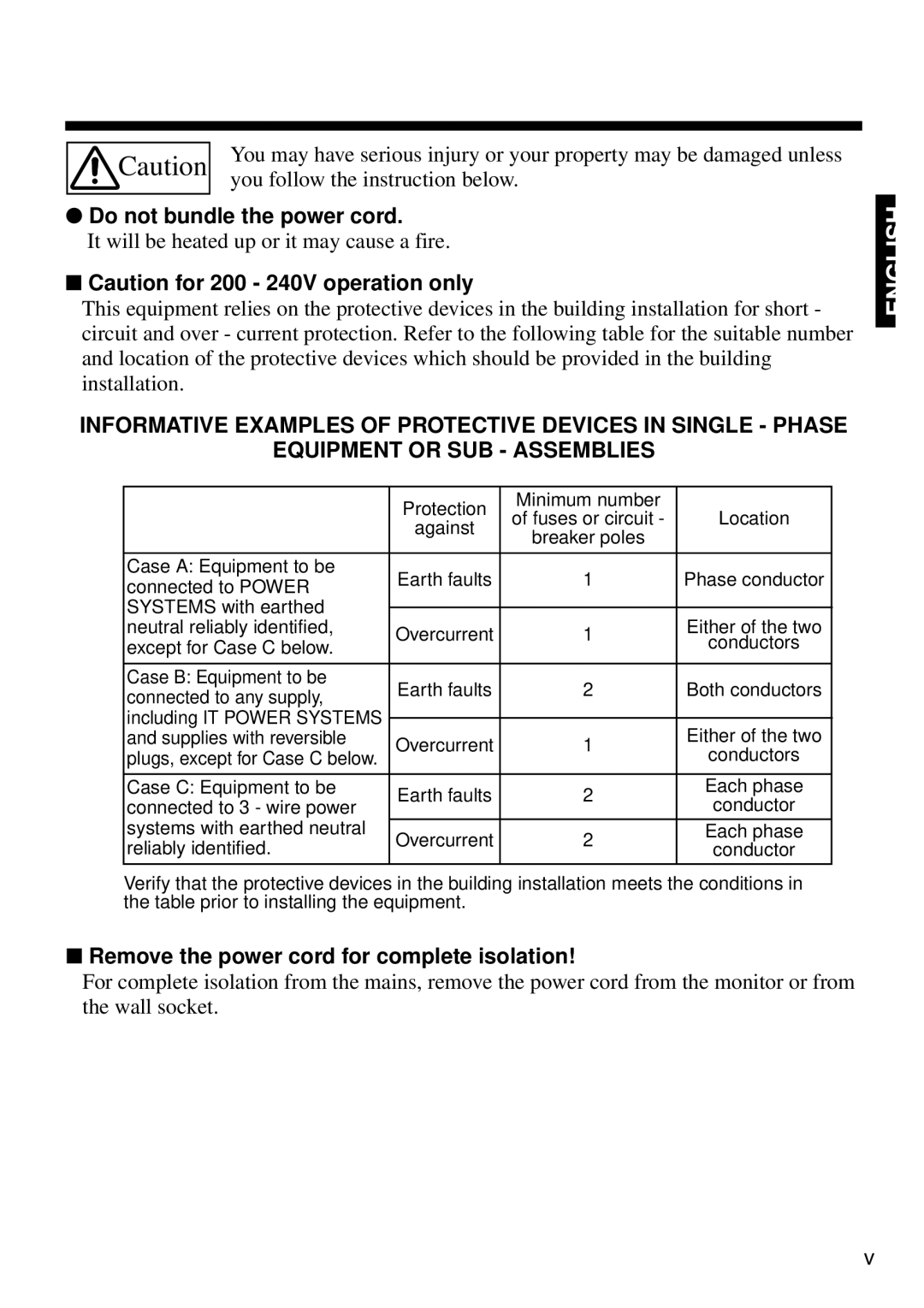 Marantz PD4298HD s user manual Do not bundle the power cord, Remove the power cord for complete isolation 