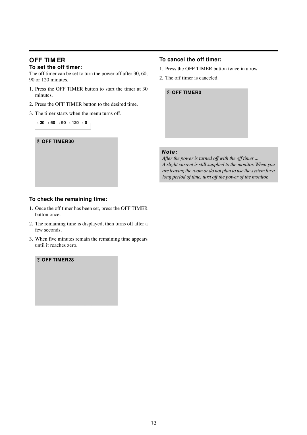 Marantz PD5010D manual To set the off timer, To check the remaining time, To cancel the off timer 