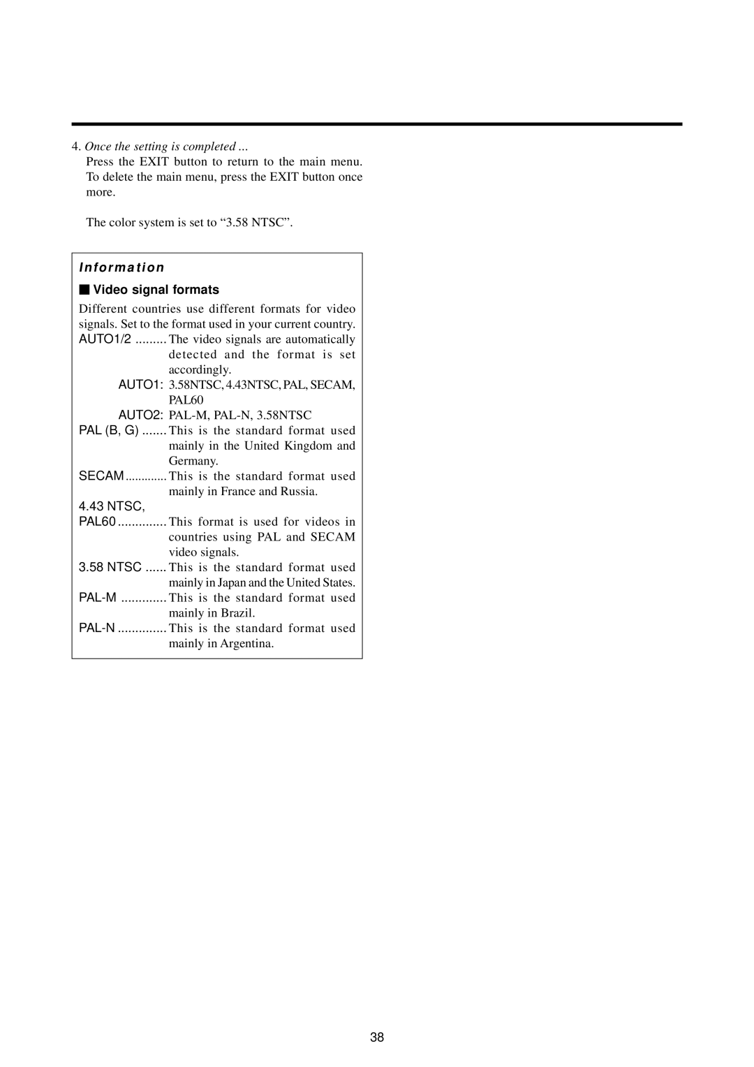 Marantz PD5010D manual Video signal formats, Ntsc 