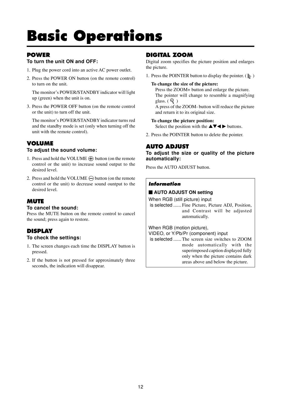 Marantz PD5020D manual Basic Operations 