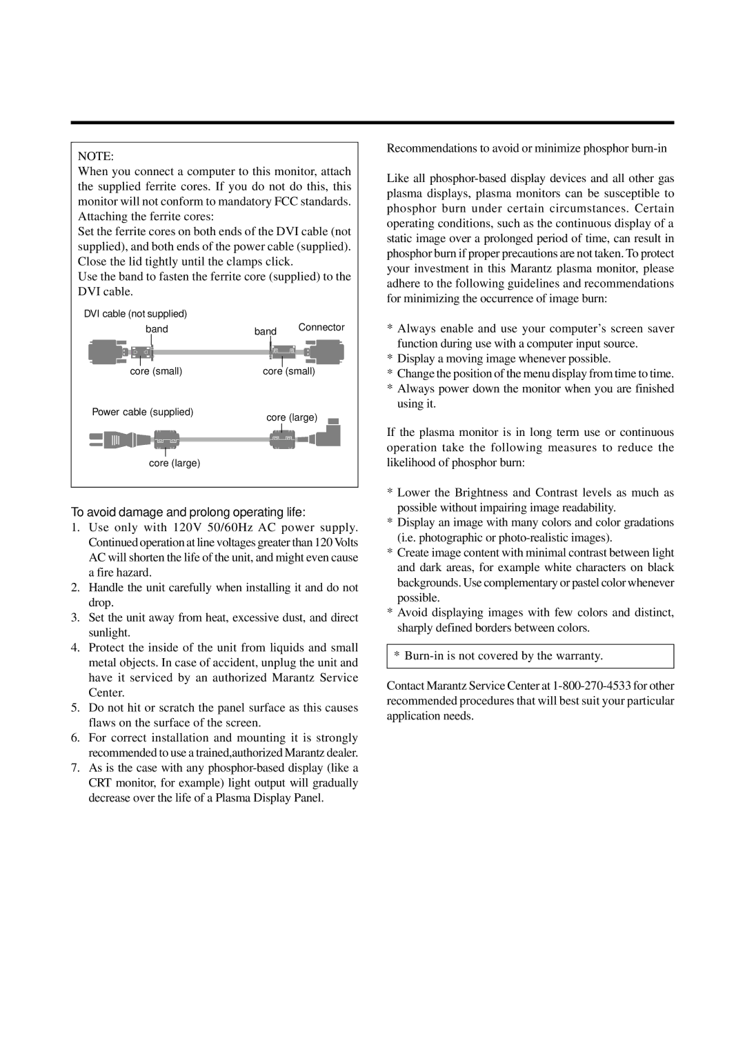 Marantz PD5020D manual To avoid damage and prolong operating life 