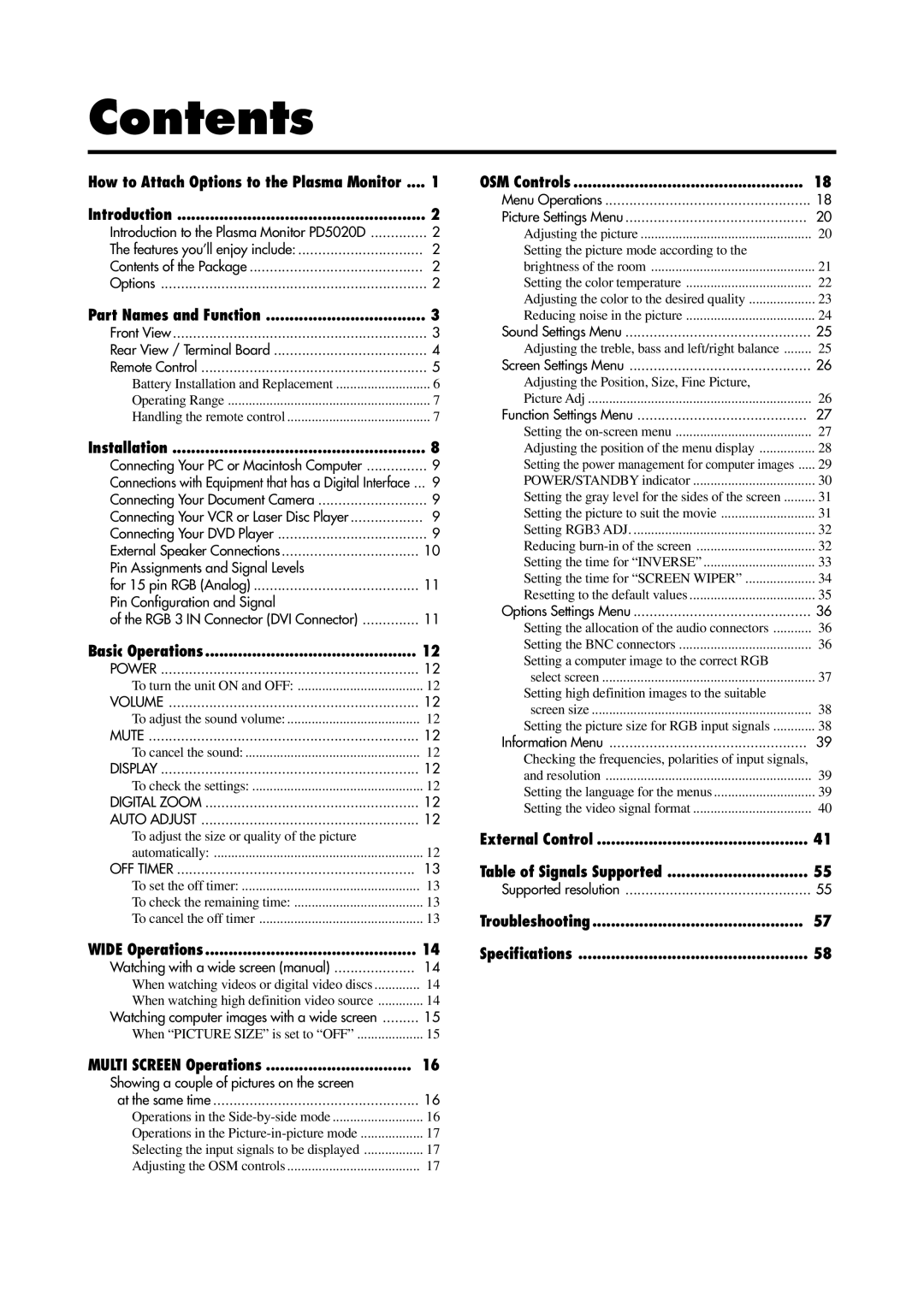 Marantz PD5020D manual Contents 