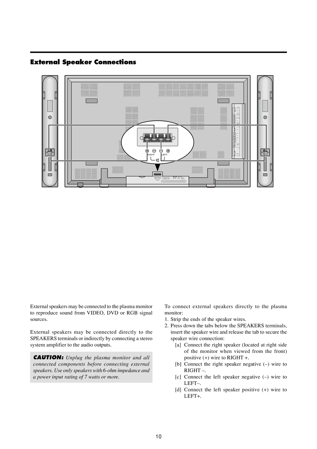 Marantz PD6120D manual External Speaker Connections, Strip the ends of the speaker wires 