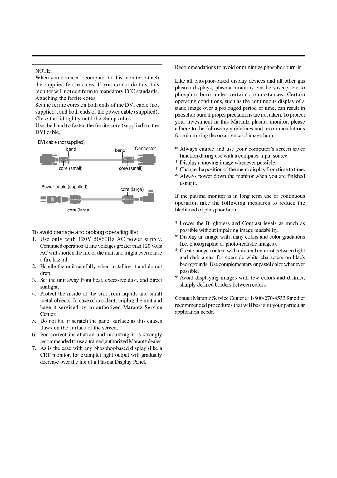 Marantz PD6120D manual To avoid damage and prolong operating life 