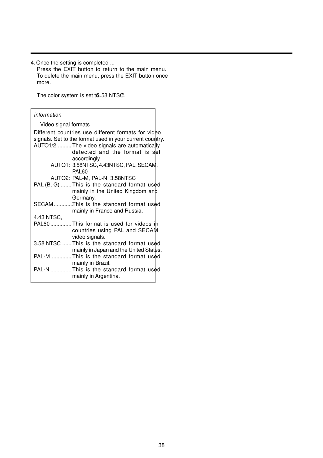 Marantz PD6120D manual Video signal formats, Ntsc 