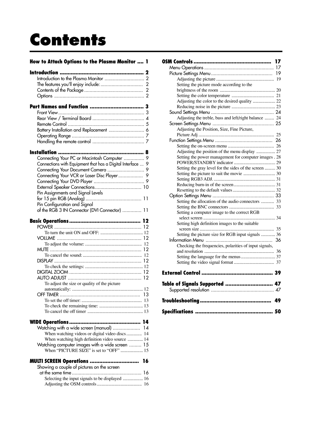 Marantz PD6120D manual Contents 