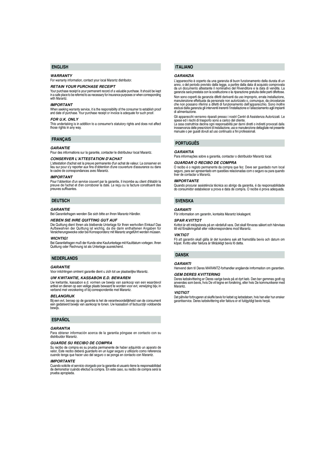 Marantz PM-11S1 manual English 