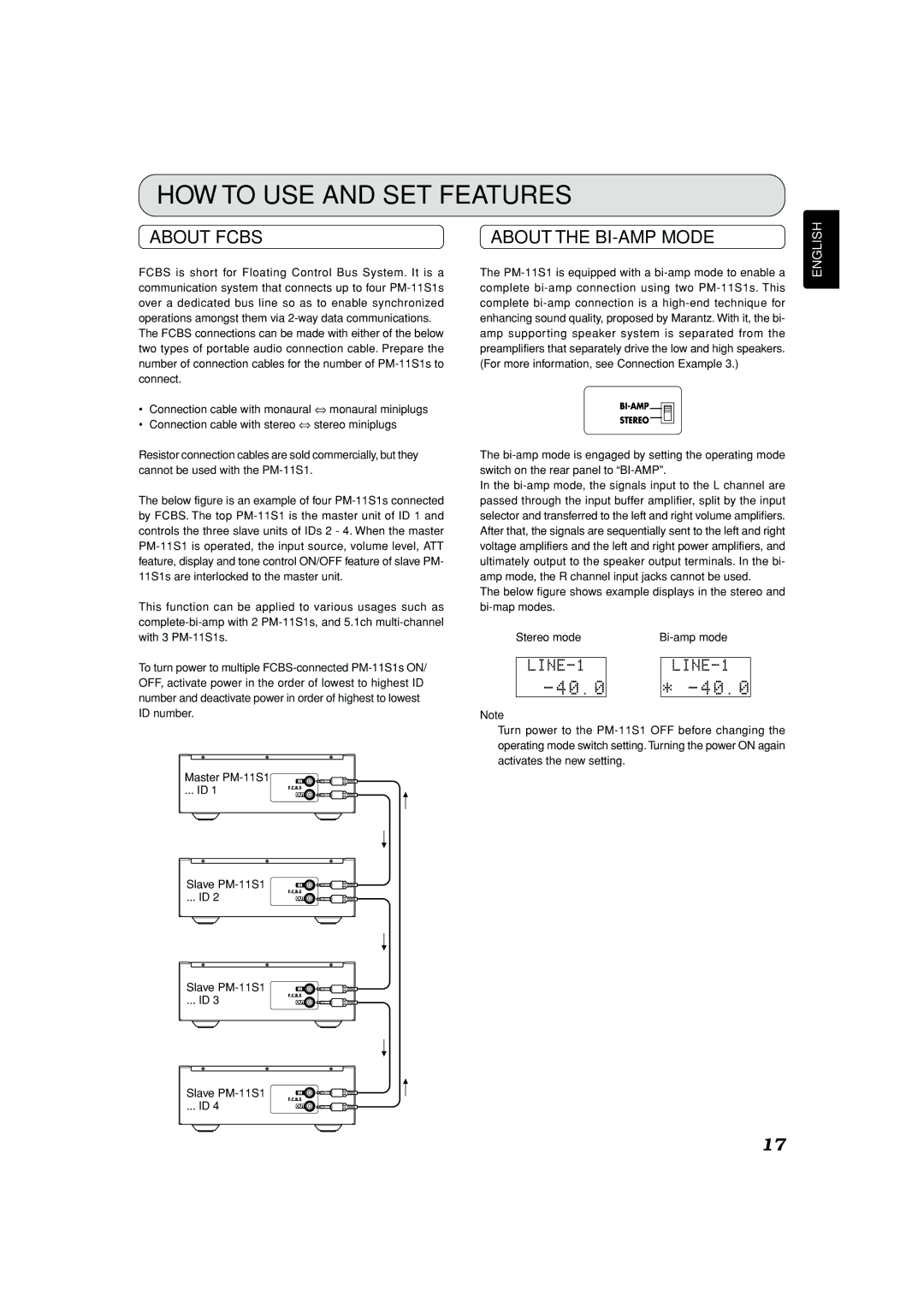 Marantz manual HOW to USE and SET Features, About Fcbs, Master PM-11S1 