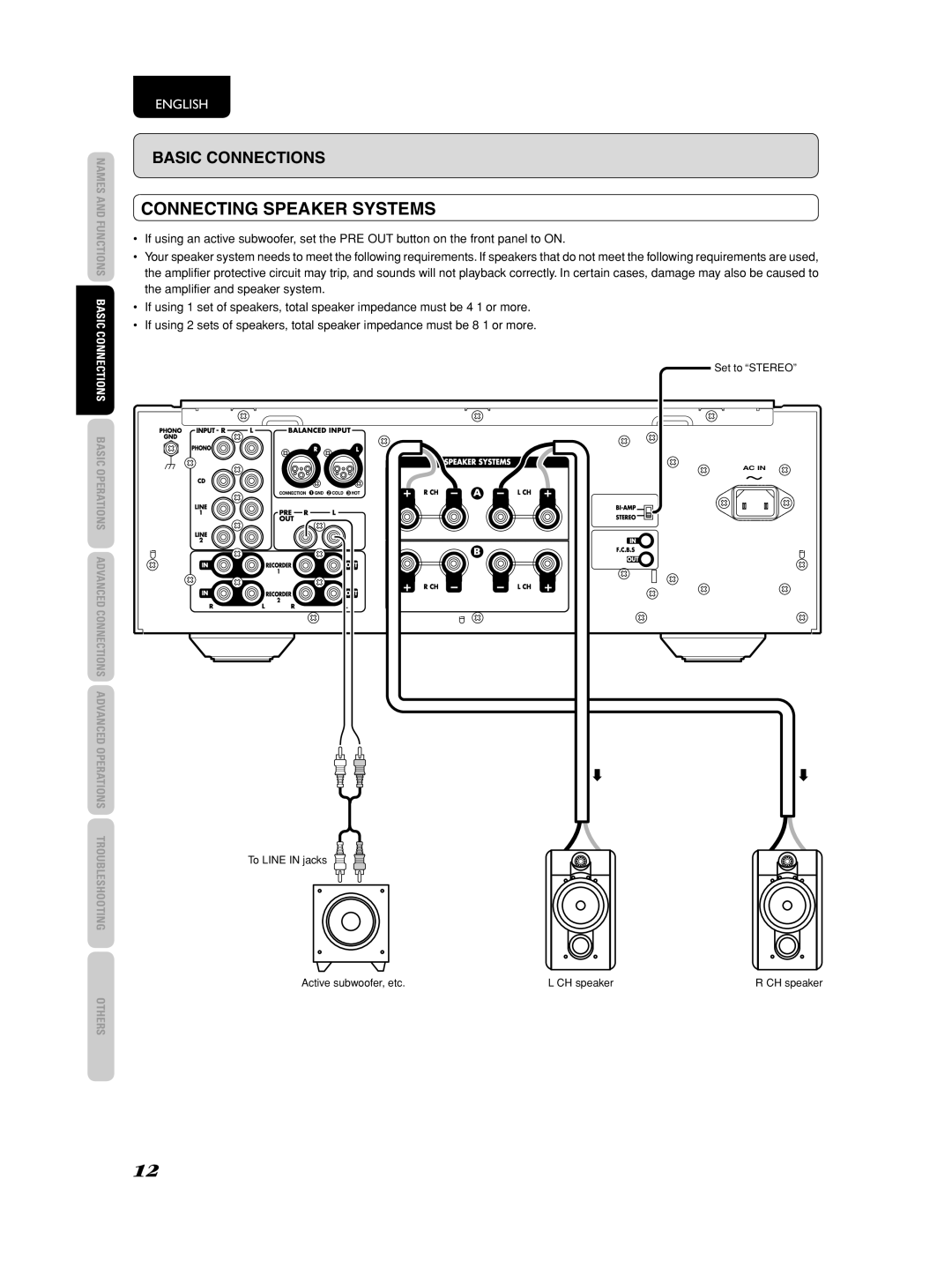 Marantz PM-11S2 manual Connecting Speaker Systems 