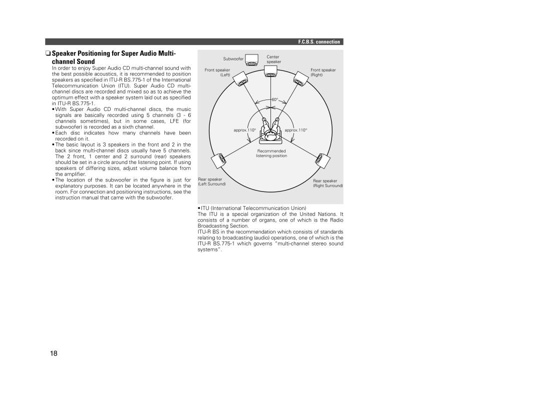 Marantz PM-11S3 owner manual NnSpeaker Positioning for Super Audio Multi- channel Sound 