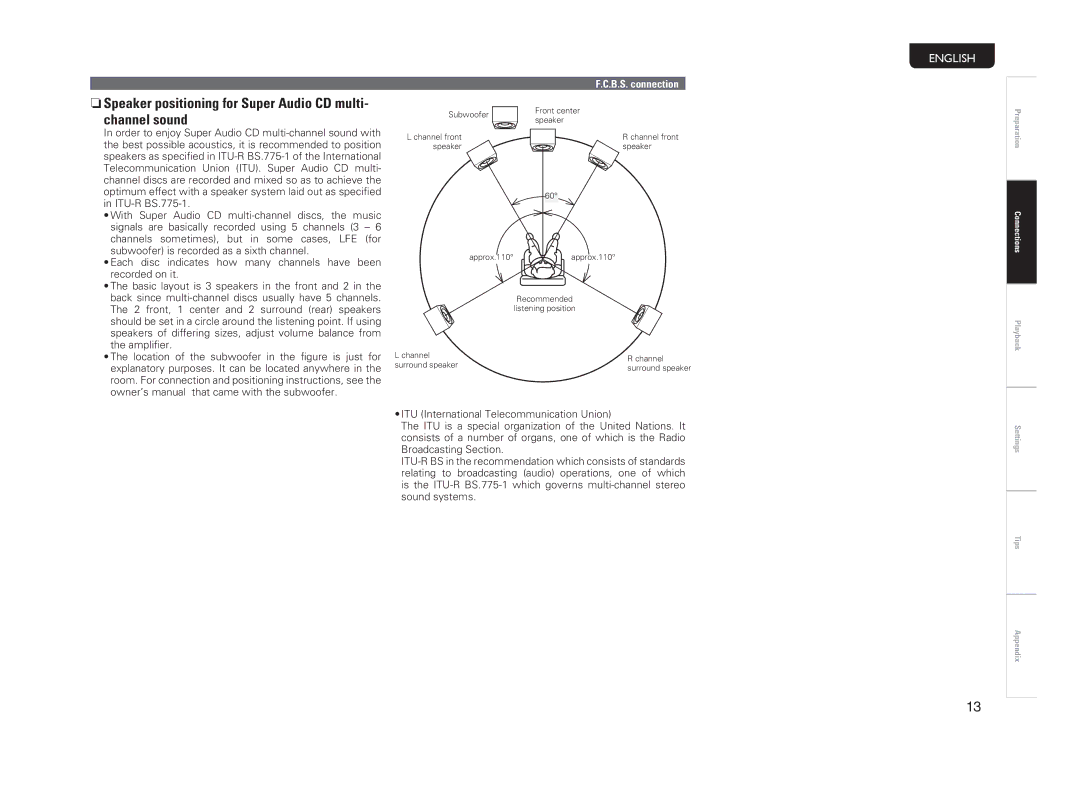 Marantz PM-14S1 owner manual front, 1 center and 2 surround rear speakers 