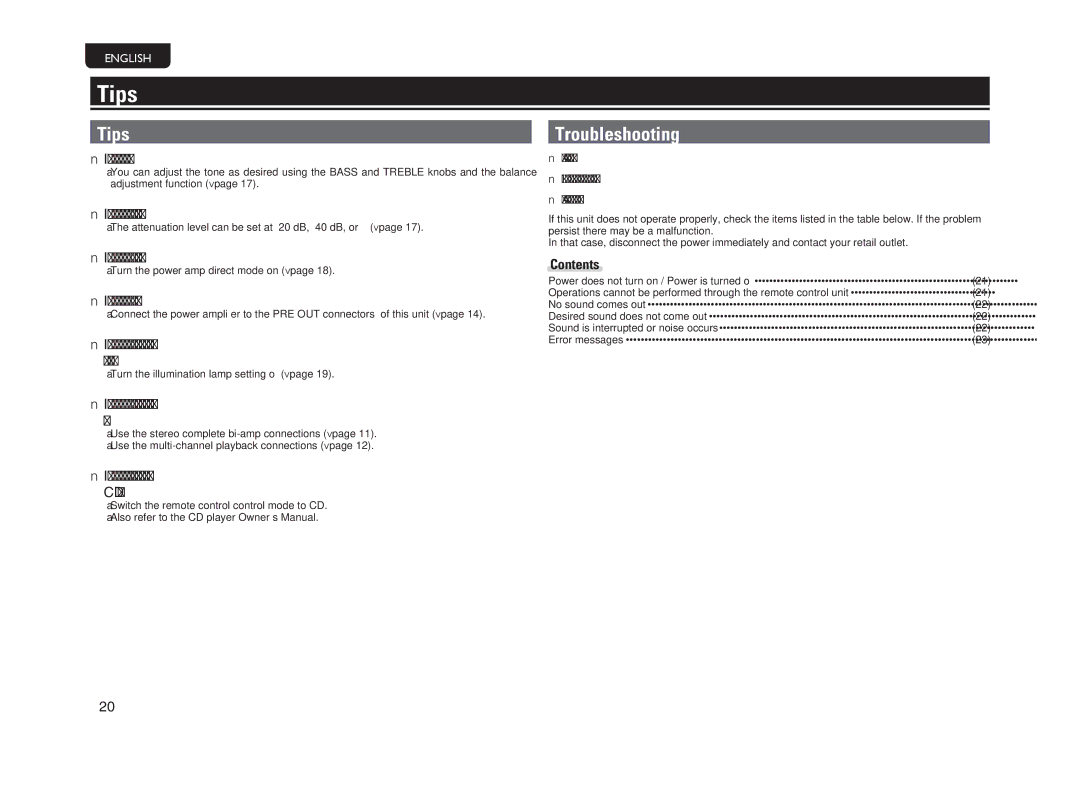 Marantz PM-14S1 owner manual Tips, Troubleshooting 