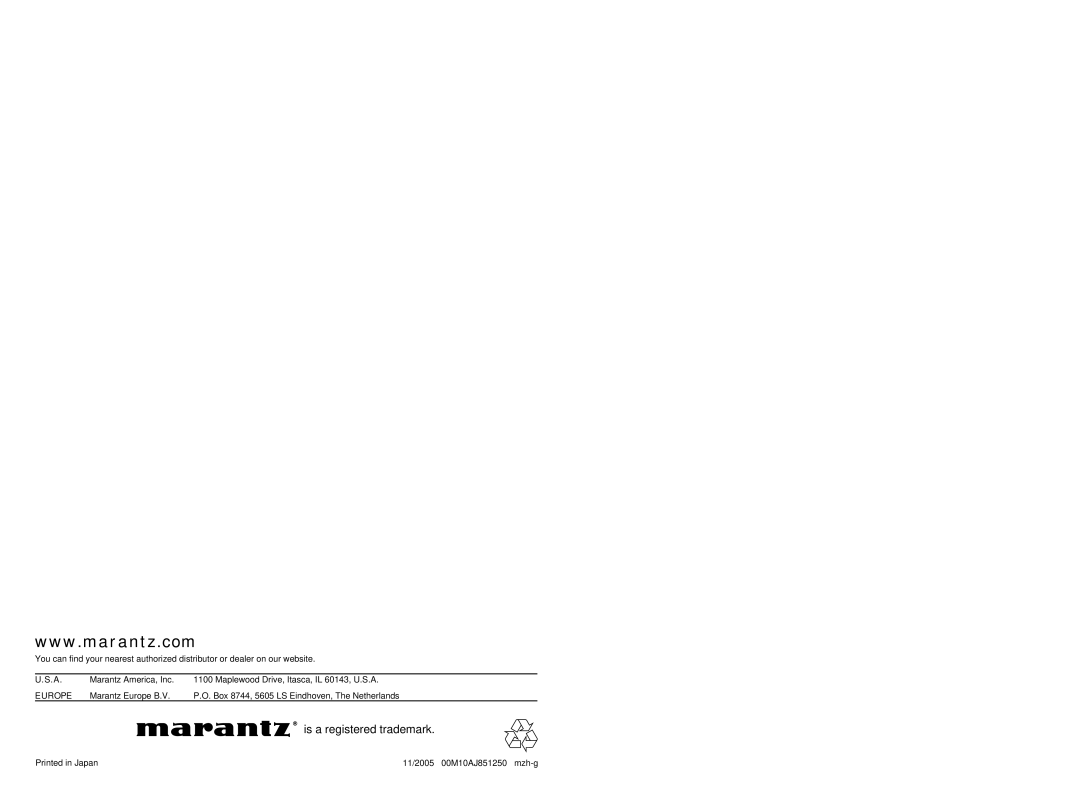 Marantz PM-15S1 manual Is a registered trademark 