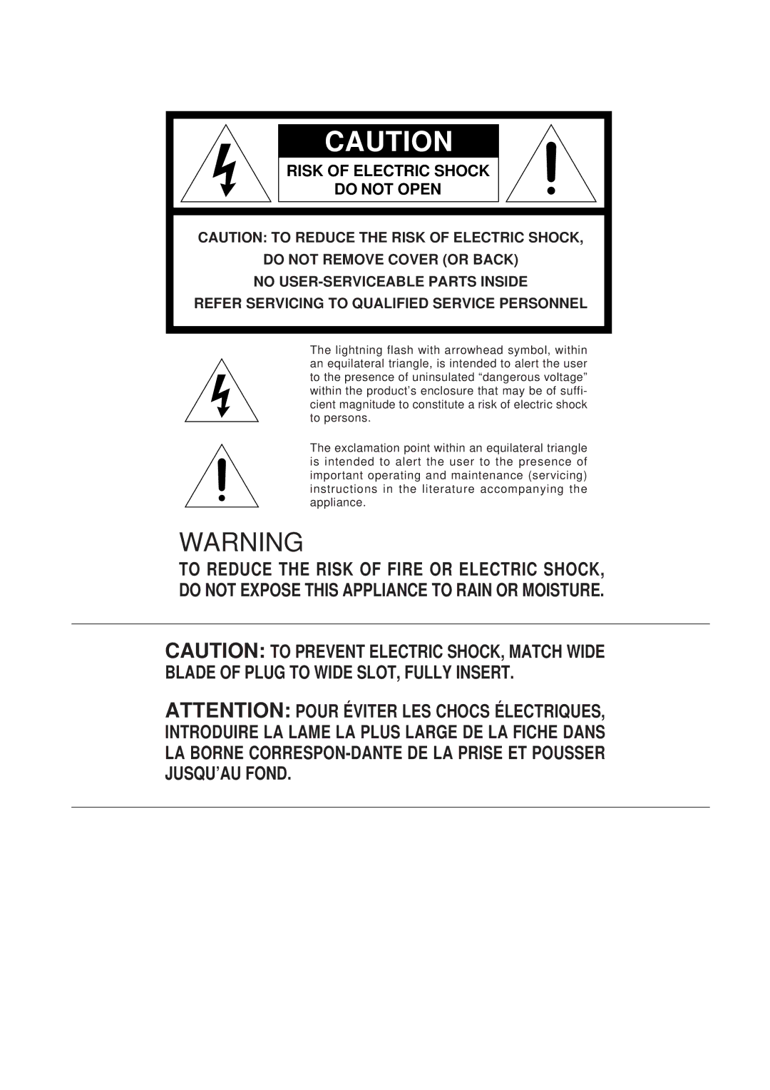 Marantz PM-15S1 manual Risk of Electric Shock Do not Open 