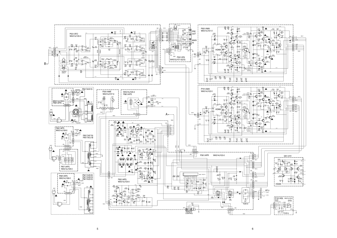 Marantz PM-17SA technical specifications WA314J106-0, P891/APS, P871/APS, P601/AMA, P301/ATA, WA313J101-02/2 