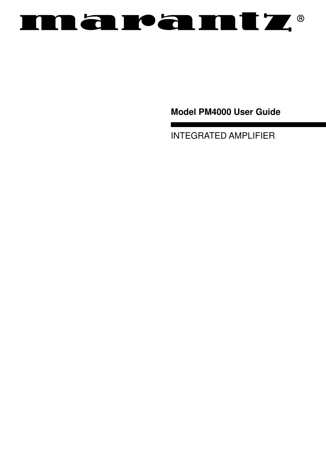 Marantz manual Model PM4000 User Guide 