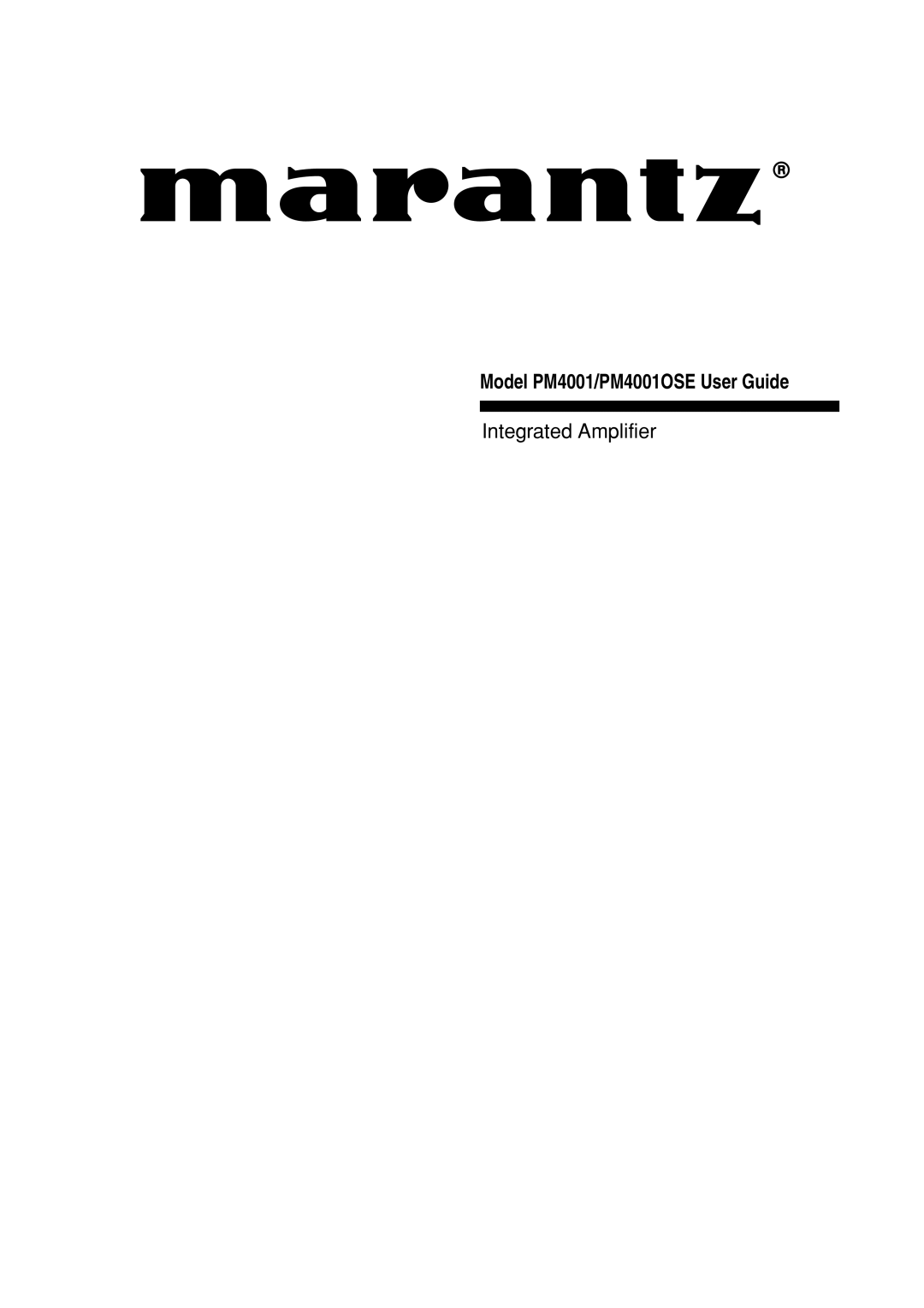 Marantz PM4001OSE manual Integrated Amplifier 