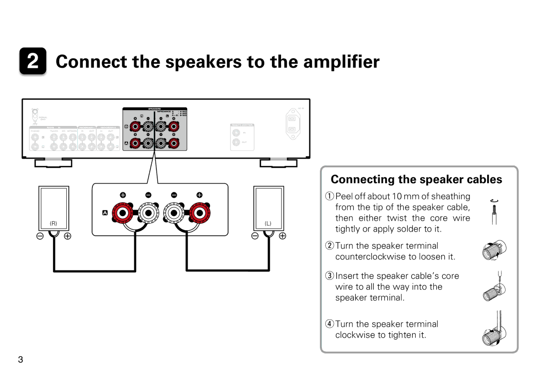 Marantz PM5005 quick start Connect the speakers to the amplifier 