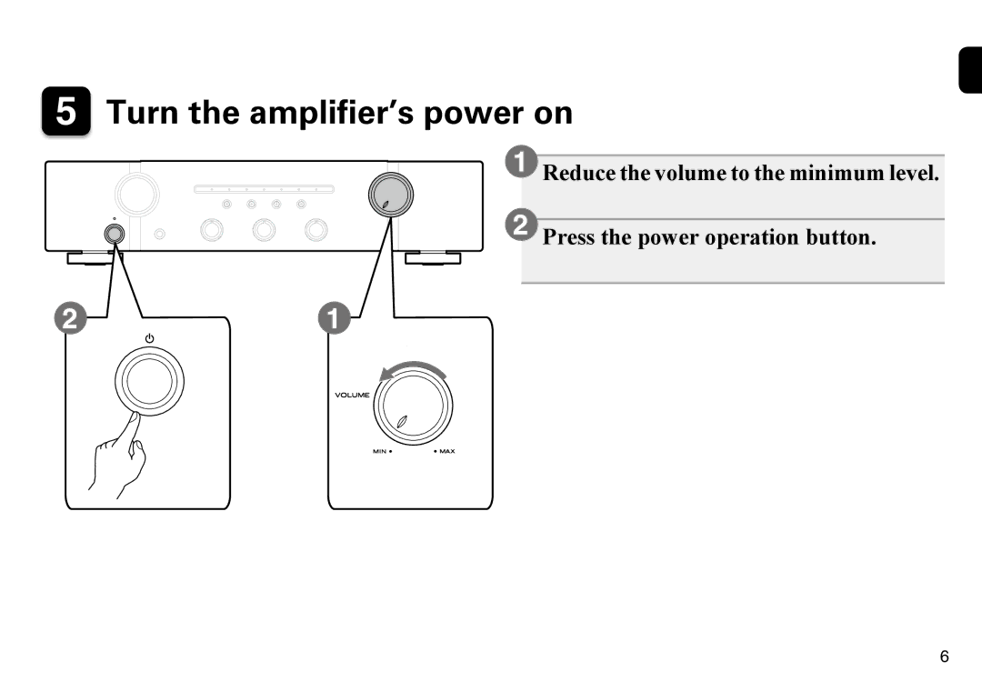 Marantz PM5005 quick start Turn the amplifier’s power on 