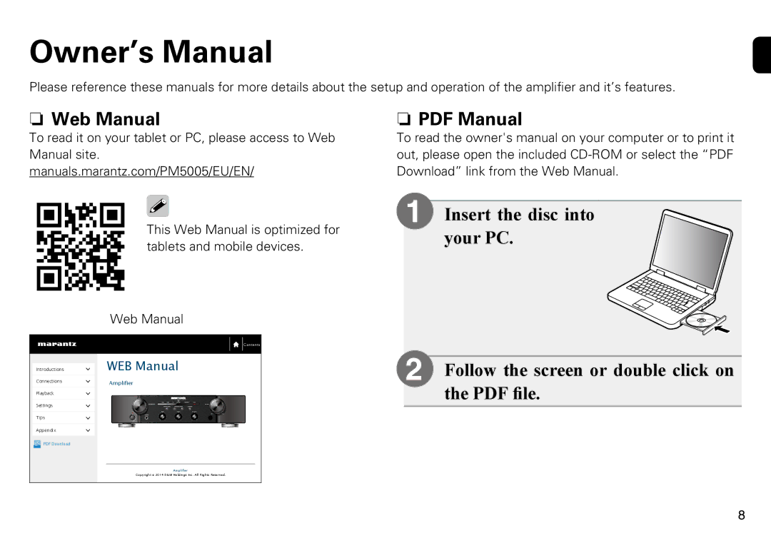 Marantz PM5005 quick start Nn Web Manual, WEB Manual 