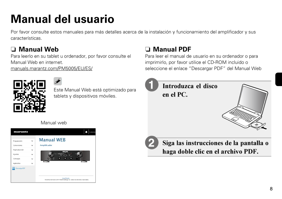 Marantz PM5005 quick start Manual del usuario, Nn Manual Web 