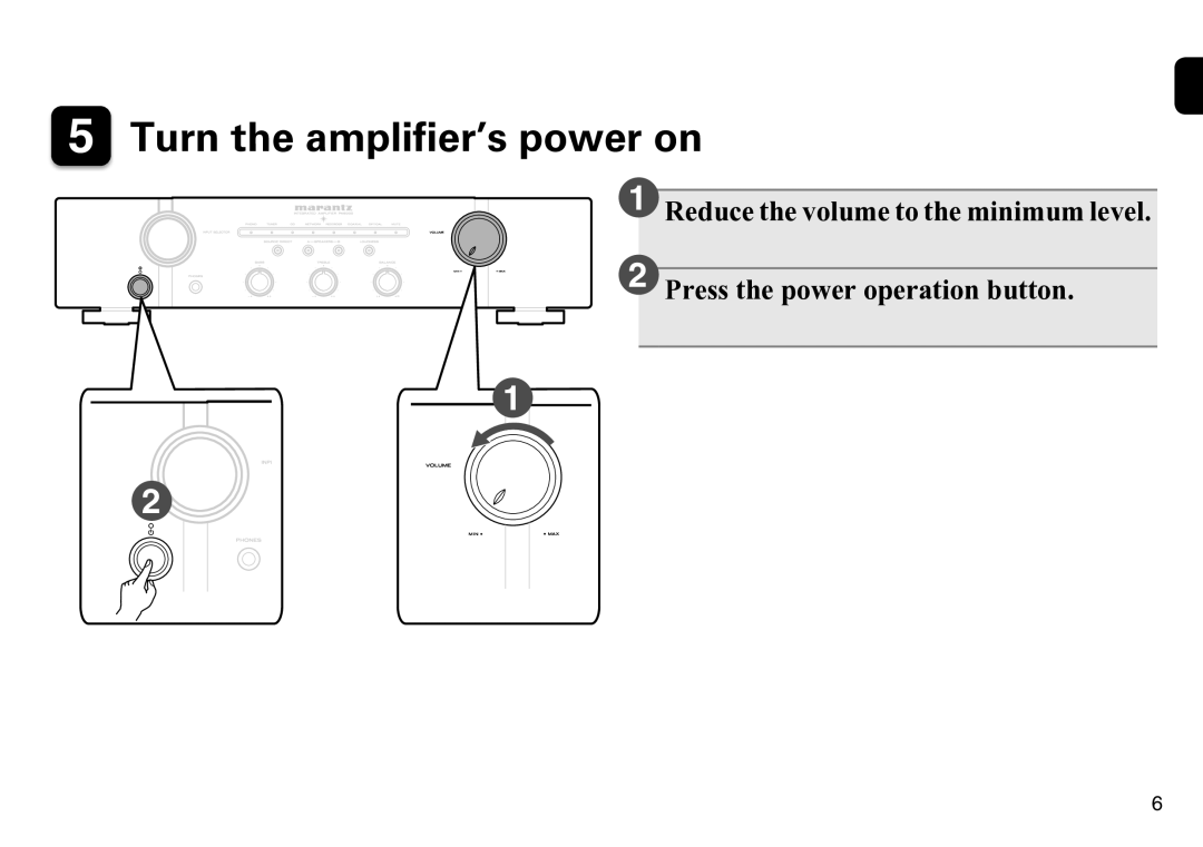 Marantz PM6005 manual Turn the amplifier’s power on 