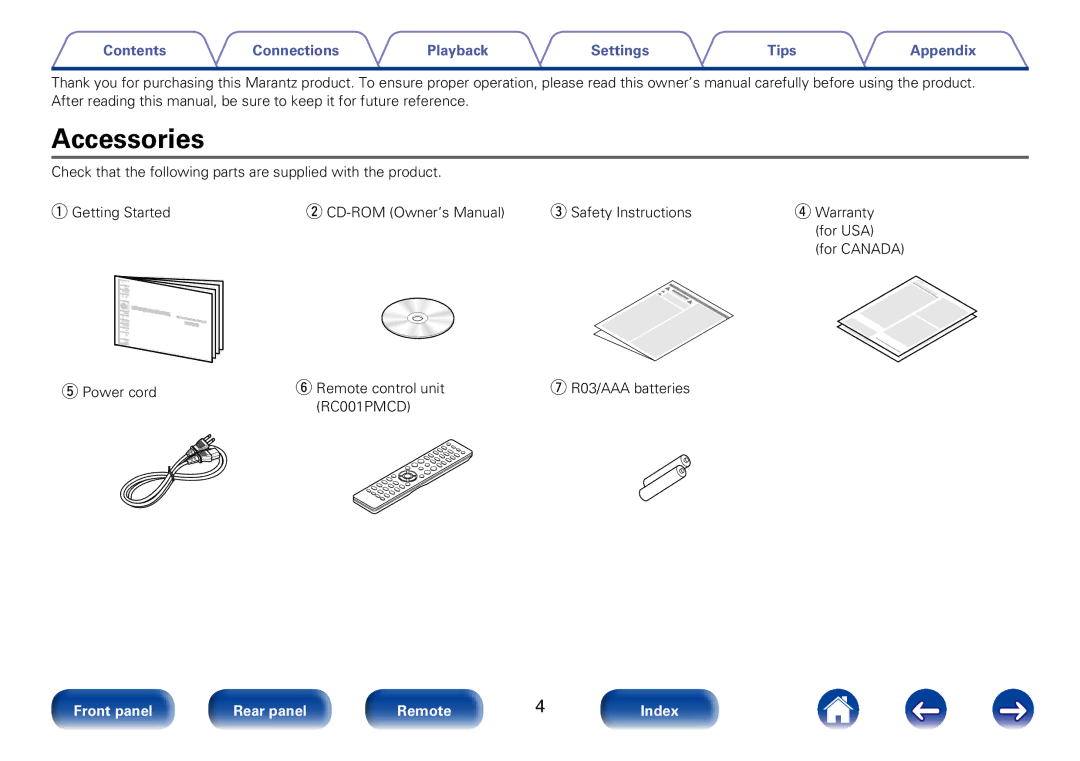 Marantz PM6005 appendix Accessories 