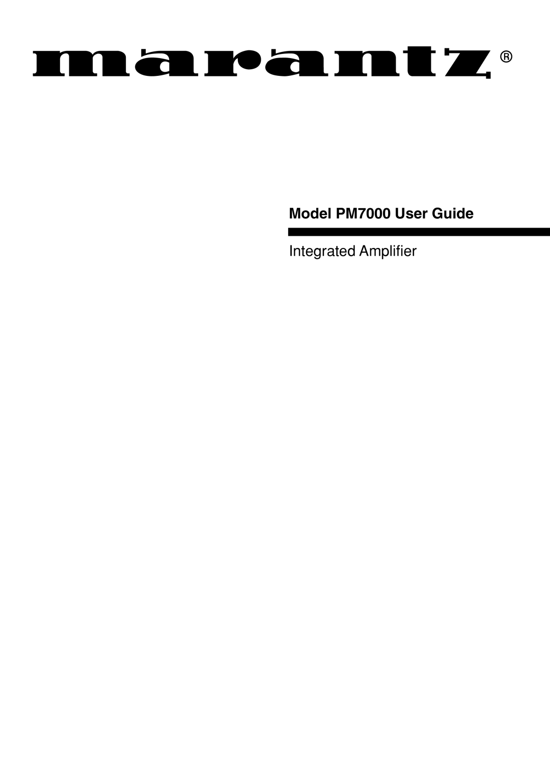 Marantz manual Model PM7000 User Guide 