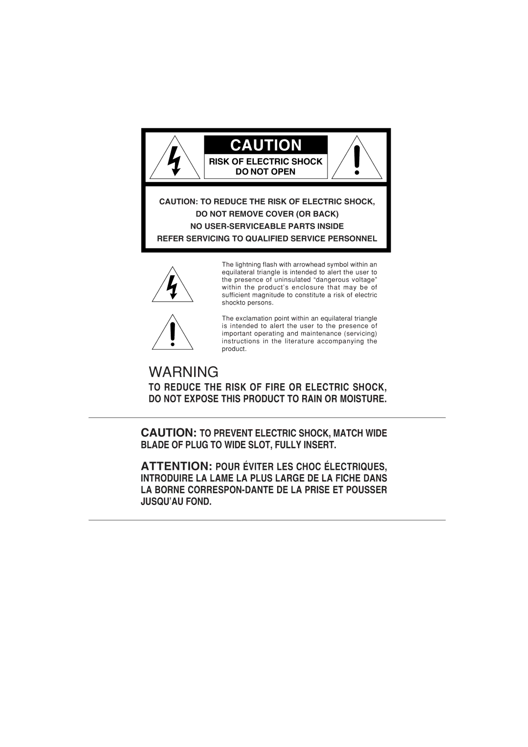 Marantz PM7001 manual Risk of Electric Shock Do not Open 