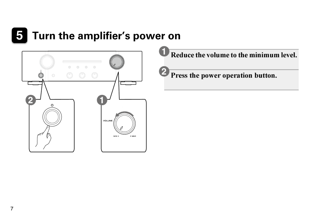 Marantz PM7005 quick start Turn the amplifier’s power on 