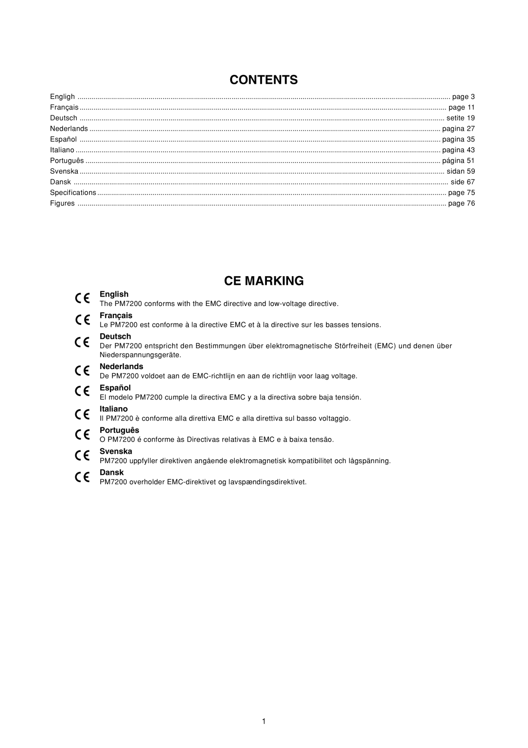 Marantz PM7200 manual CE Marking 