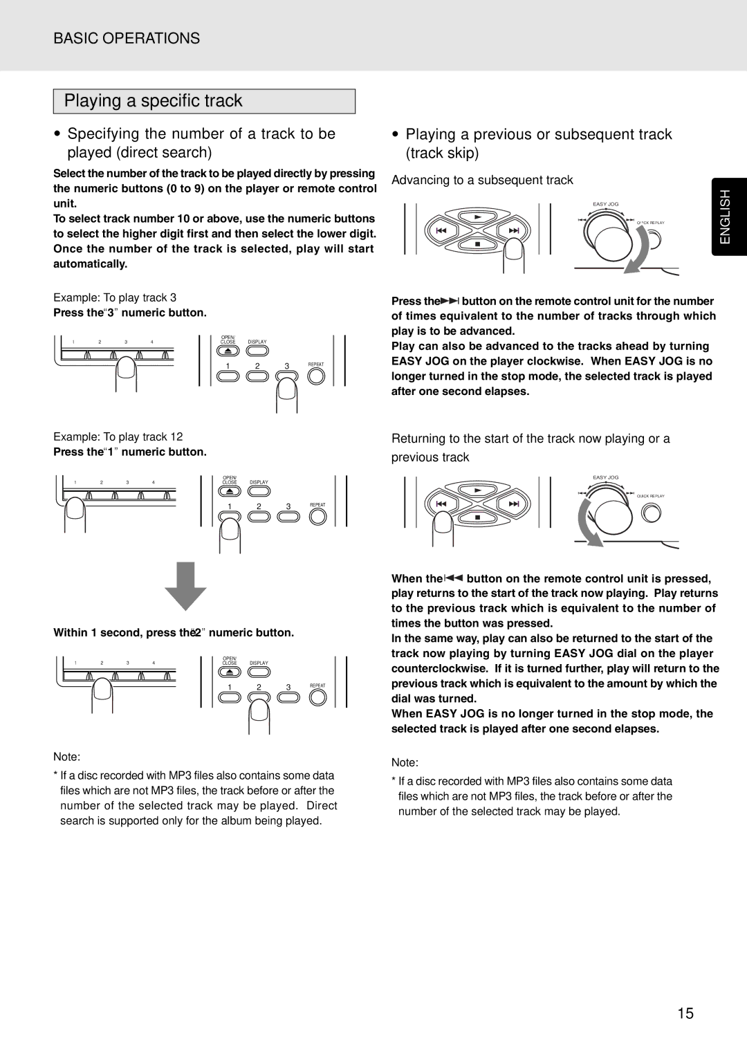 Marantz PMD325 manual Playing a specific track, Specifying the number of a track to be played direct search 