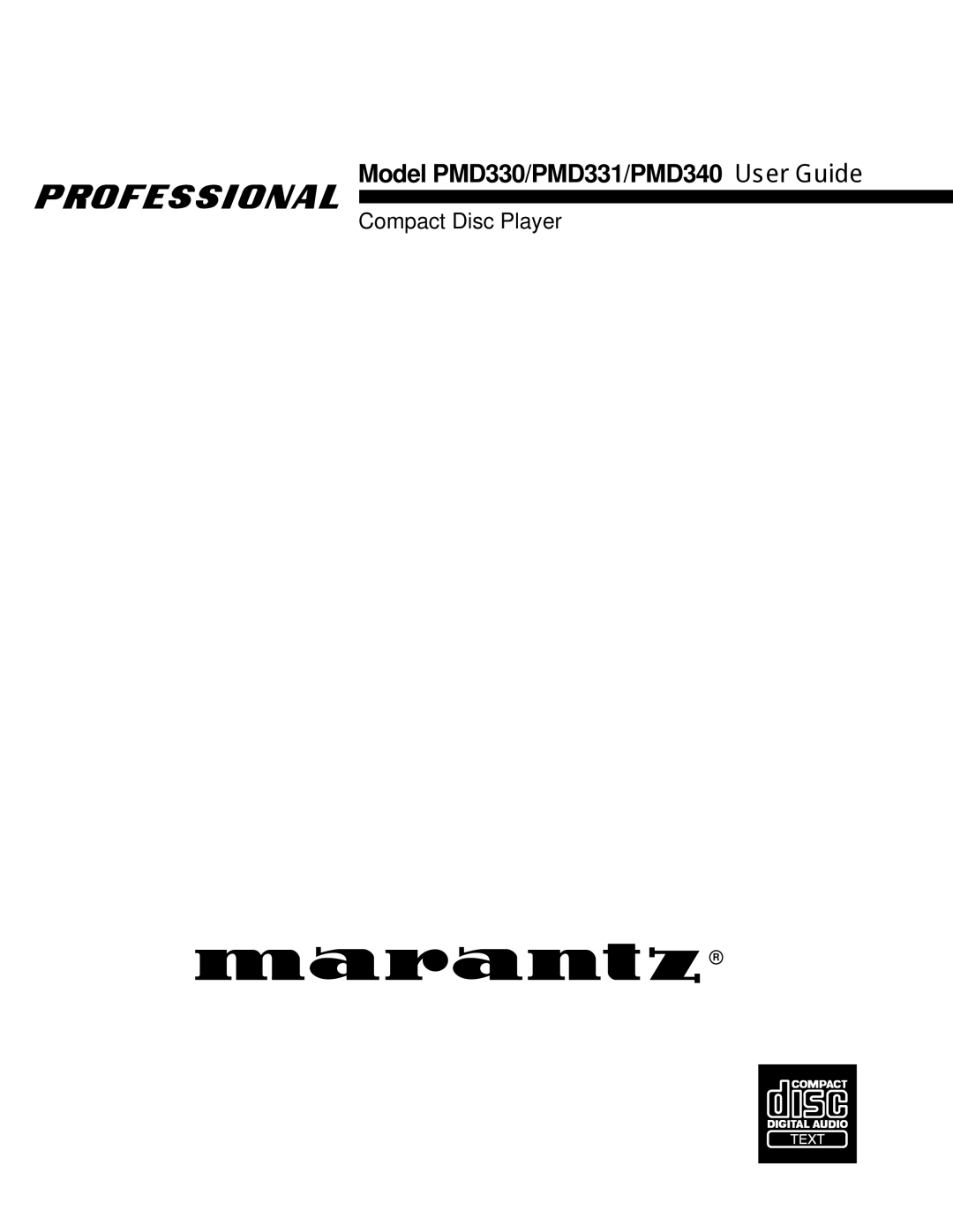 Marantz manual Model PMD330/PMD331/PMD340 User Guide 