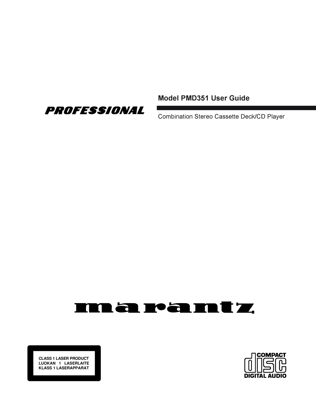 Marantz manual Model PMD351 User Guide 