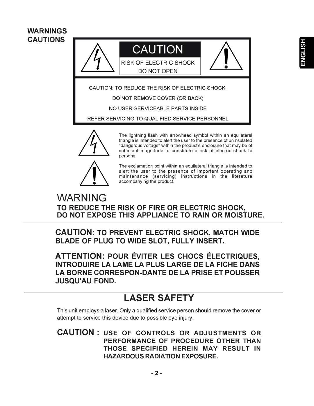 Marantz PMD351 manual Laser Safety 