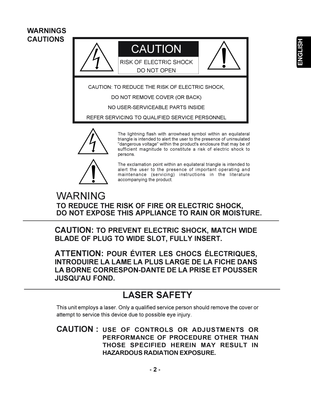 Marantz PMD351 manual Laser Safety 
