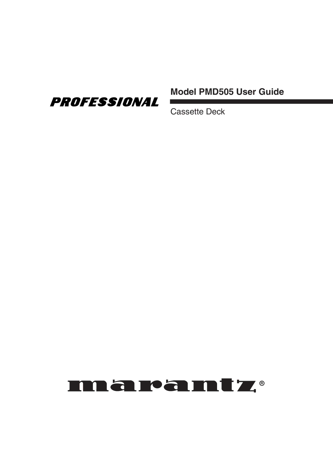 Marantz manual Model PMD505 User Guide 