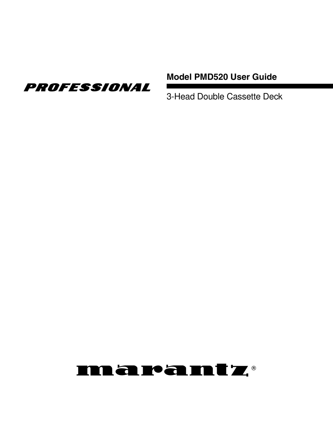 Marantz manual Model PMD520 User Guide 