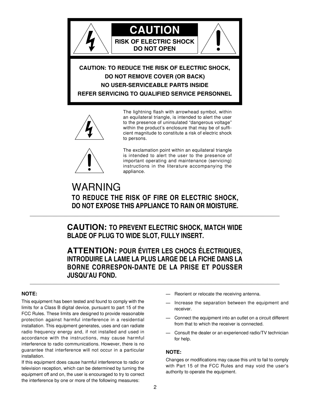 Marantz PMD520 manual Risk of Electric Shock Do not Open 